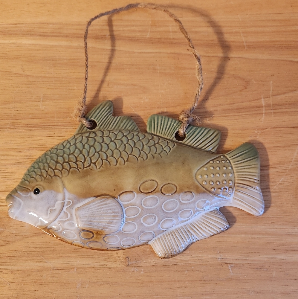 Ceramic Fish Wall Pottery Decor Nautical Beach House Ornament